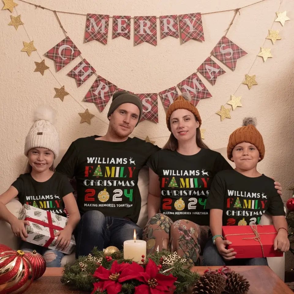 Personalized Family Matching Christmas Outfits 2024 | Custom Holiday T-Shirts for the Whole Family