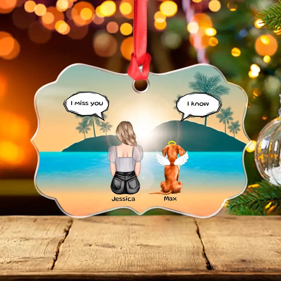Personalized Pet Memorial Ornament – "I Miss You" Clear Acrylic Keepsake