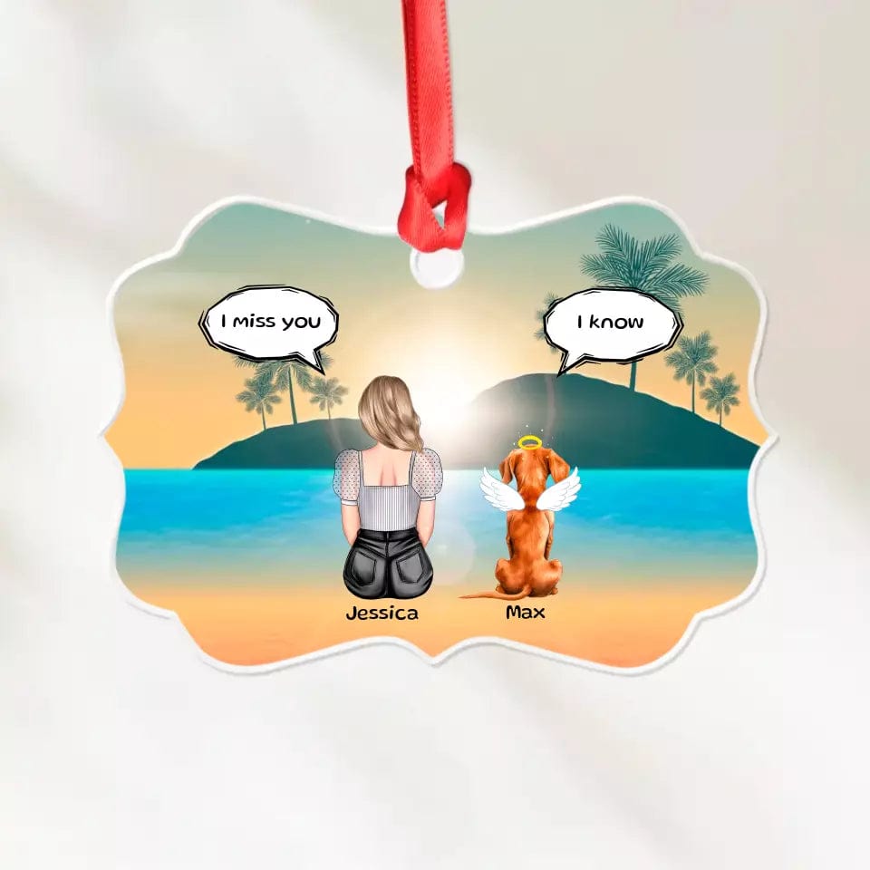Personalized Pet Memorial Ornament – "I Miss You" Clear Acrylic Keepsake