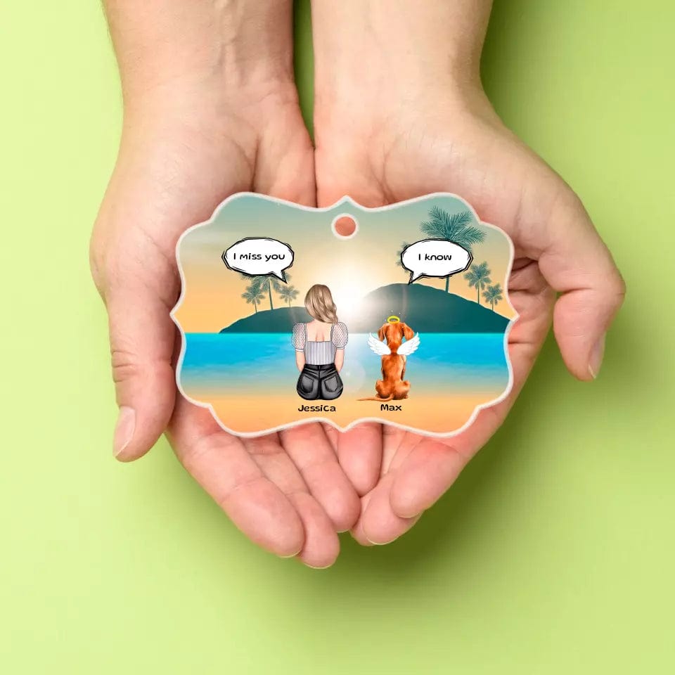 Personalized Pet Memorial Ornament – "I Miss You" Clear Acrylic Keepsake