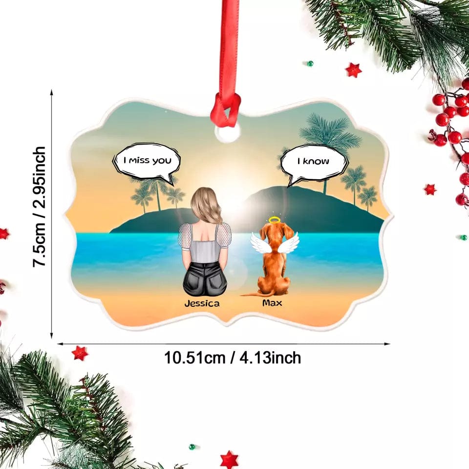 Personalized Pet Memorial Ornament – "I Miss You" Clear Acrylic Keepsake