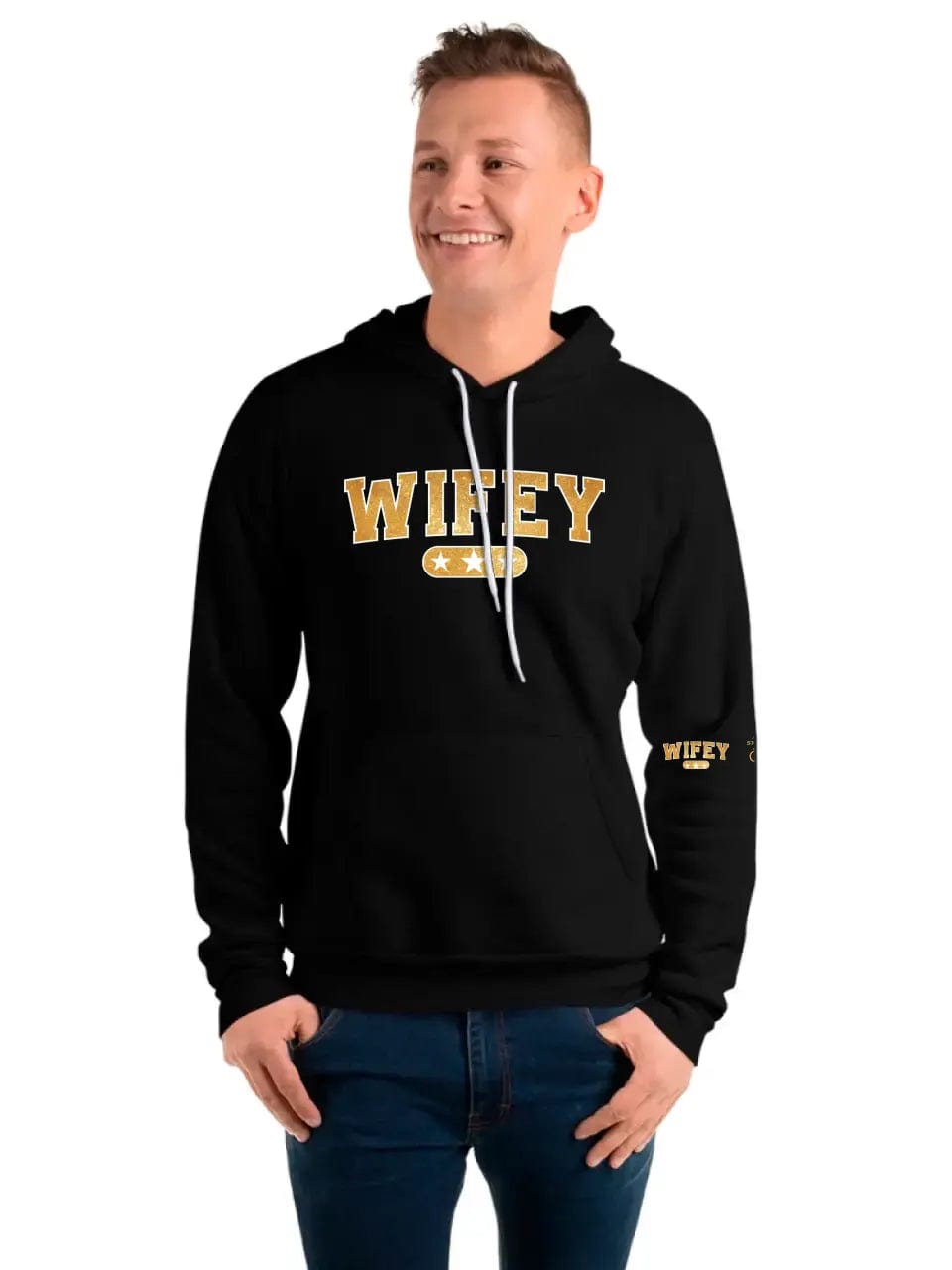 Gold Couple Matching Wifey and Hubby T-shirt | Sweatshirt | Hoodie - Personalized Couple Apparel