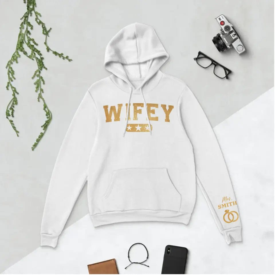 Gold Couple Matching Wifey and Hubby T-shirt | Sweatshirt | Hoodie - Personalized Couple Apparel