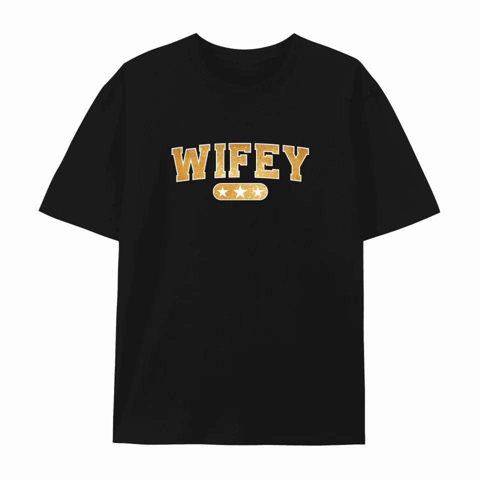 Gold Couple Matching Wifey and Hubby T-shirt | Sweatshirt | Hoodie - Personalized Couple Apparel