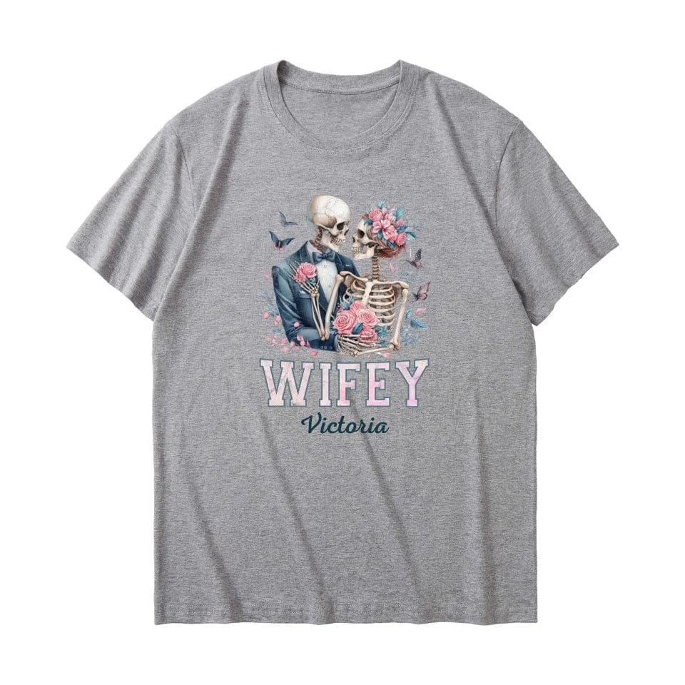 Skull Halloween Wifey T-shirt Couple Personalized Custom Gift For Her