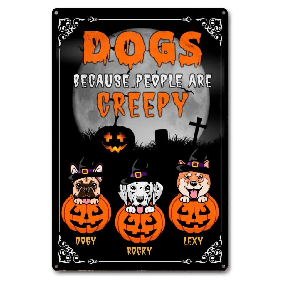 Custom Halloween Dog Pumpkin Metal Sign | Personalized Spooky Dog Decor for Indoor & Outdoor Use