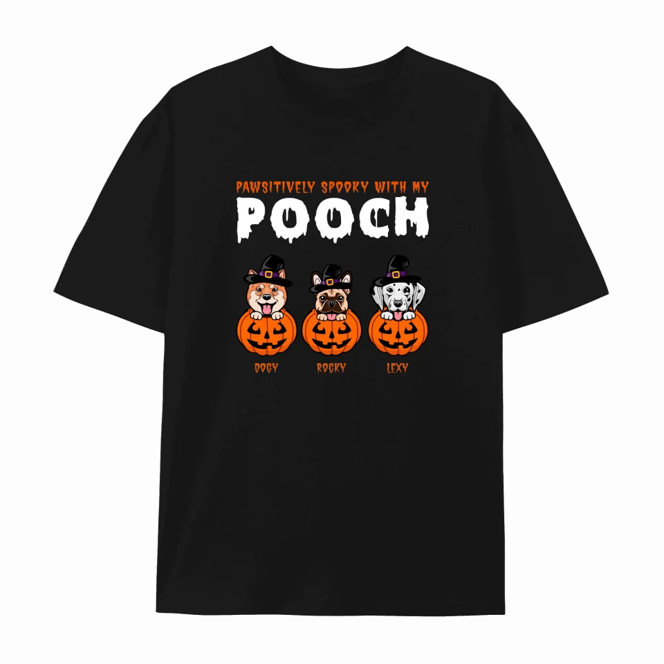 Custom Halloween Dog Apparel | Personalized "Pumpkin Pooch" T-Shirt, Sweatshirt, Hoodie for Halloween