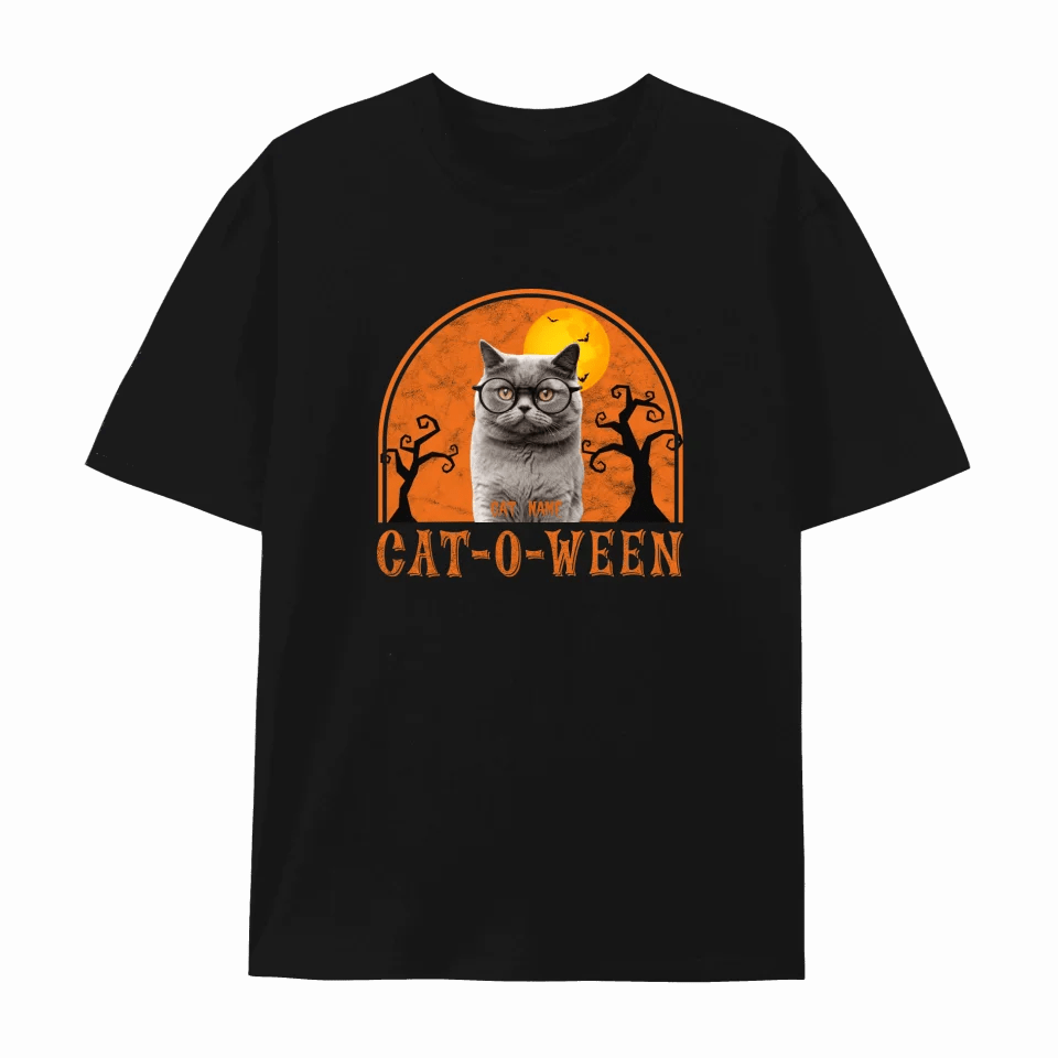 Custom Halloween Cat Apparel | Personalized T-Shirt, Hoodie & Sweatshirt Featuring Your Cat’s Photo & Name