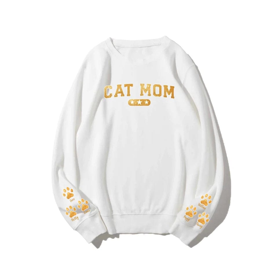 Custom Cat Mom Sweatshirt – Personalized Unisex Apparel with Sleeve Design