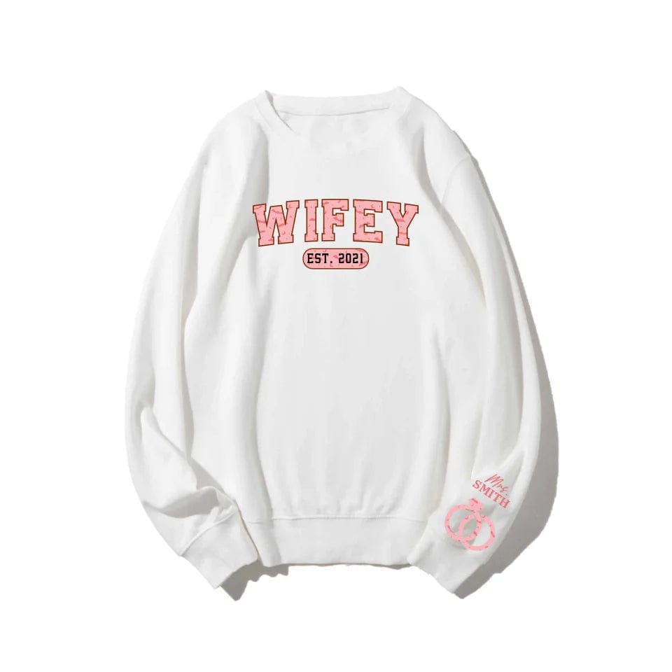 Personalized Retro Halloween Wifey Sweatshirt | Custom Couple's Matching Cozy Sweater | Anniversary Keepsake