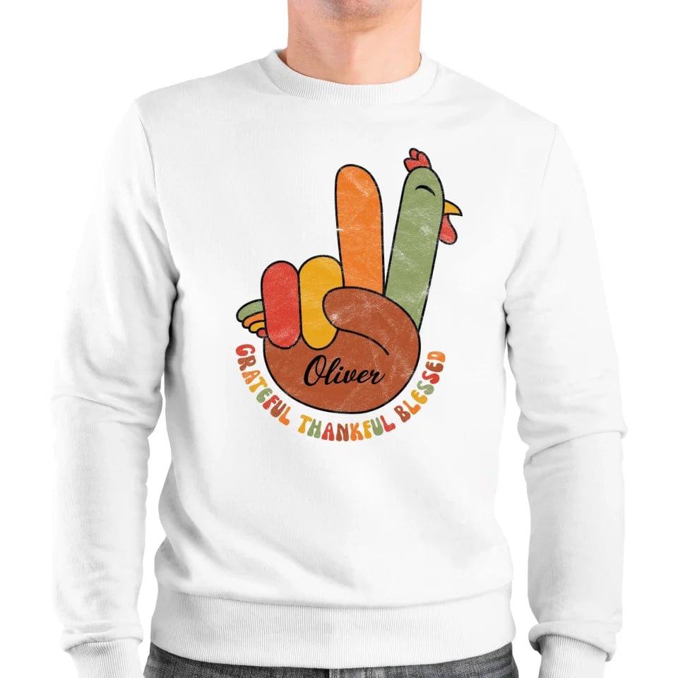 Retro Thanksgiving Peace Sign Turkey Sweatshirt | Vintage Cozy Fall Sweater
