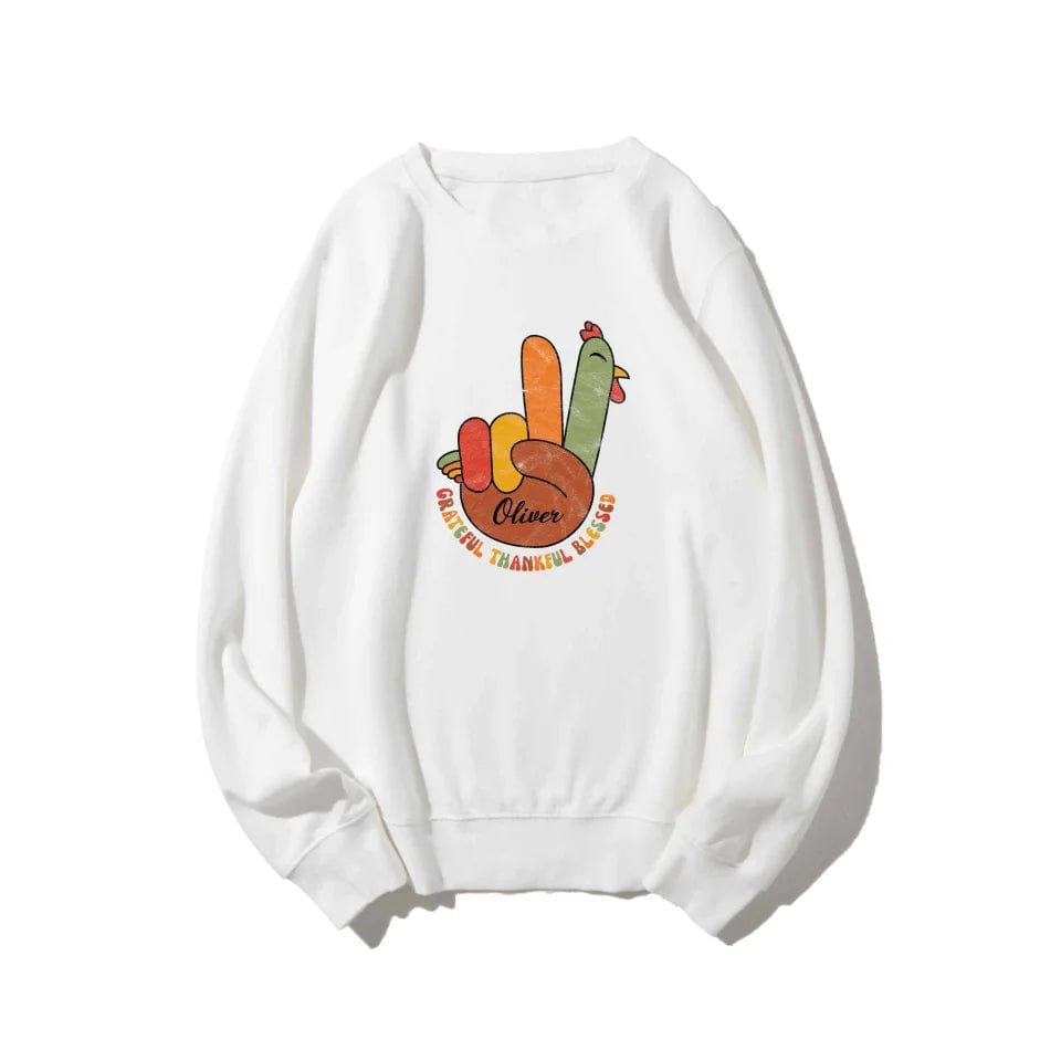 Retro Thanksgiving Peace Sign Turkey Sweatshirt | Vintage Cozy Fall Sweater