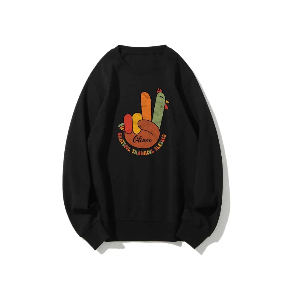Retro Thanksgiving Peace Sign Turkey Sweatshirt | Vintage Cozy Fall Sweater