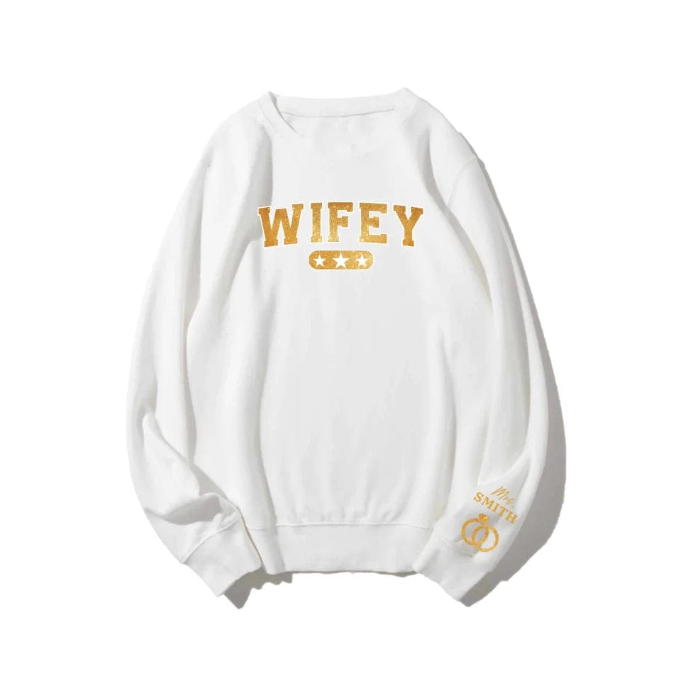 Gold Couple Matching Wifey and Hubby T-shirt | Sweatshirt | Hoodie - Personalized Couple Apparel