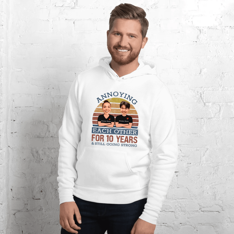 Retro Funny Annoying Each Other For Years And Still Going Strong Matching Anniversary Hoodie for Couple