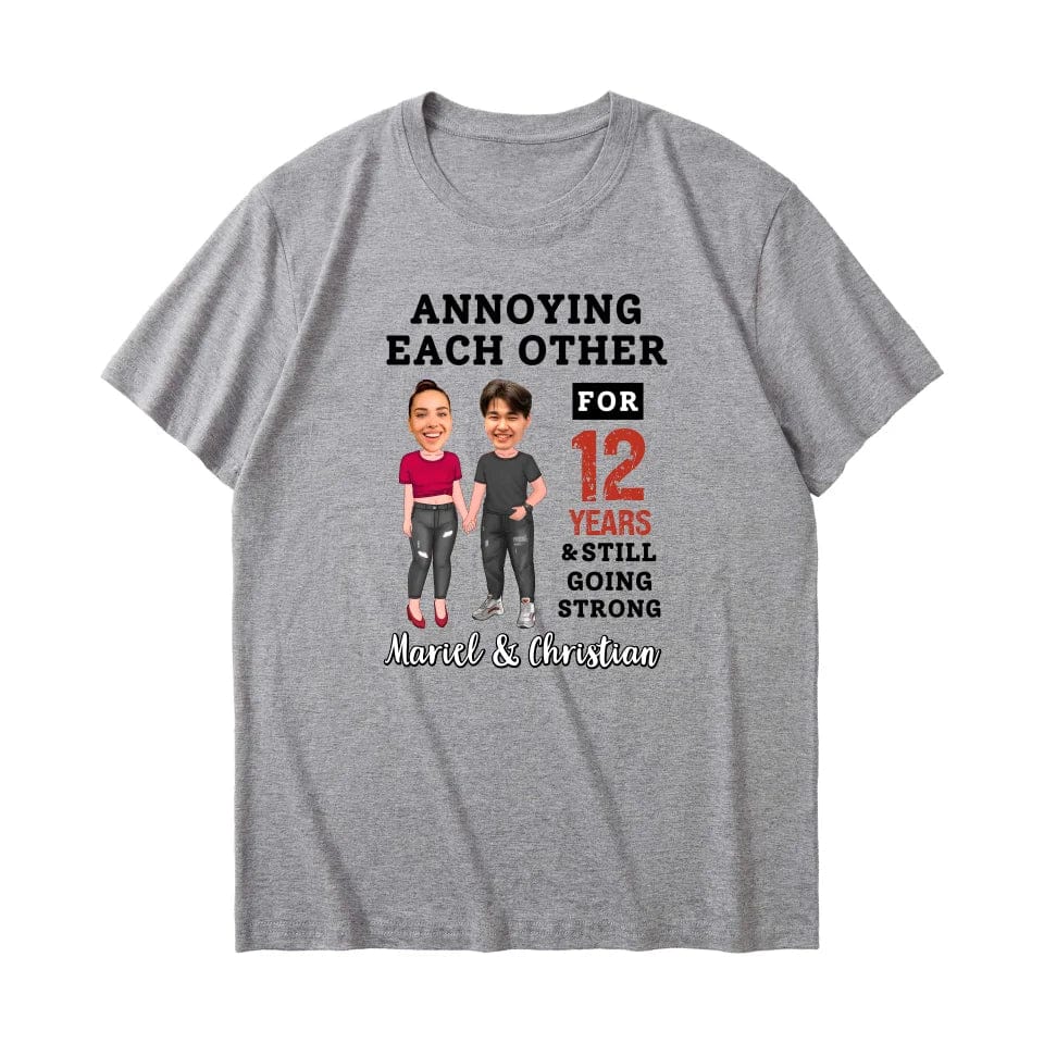 Funny Annoying Each Other For Years And Still Going Strong Custom Matching Anniversary T-Shirt for Couple With Faces