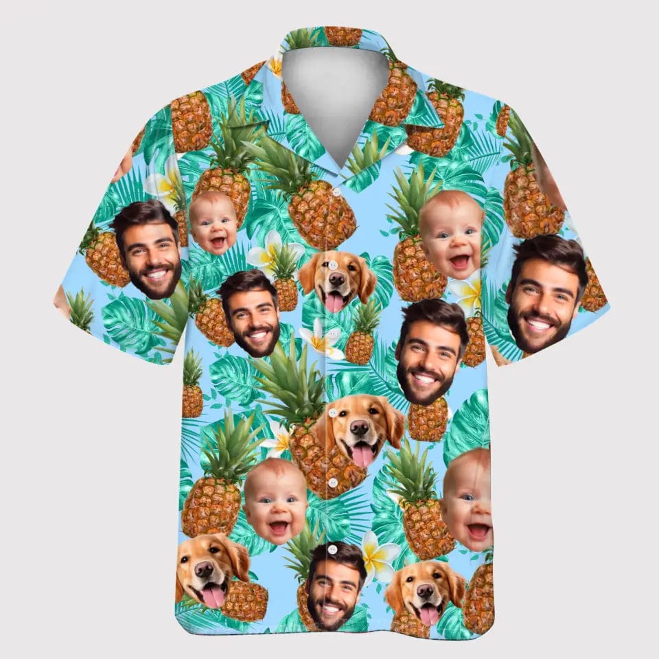 Personalized Custom Hawaiian Shirt With Pineapples- Unisex Pineapple Hawaiian Shirt With Tropical Flower - Summer Gifts