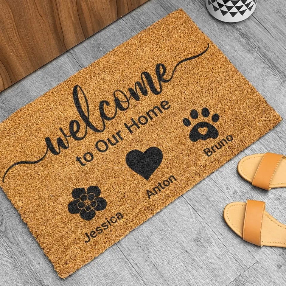 Personalized Dog and Cat Custom Family Doormat - Welcome to Our Home Doormat