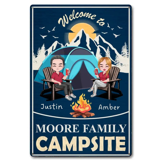 Welcome To Our Campsite Camping Personalized Custom Metal Sign Special Gift Idea