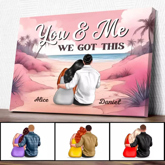 You & Me Pink Personalized Custom Couple Canvas Prints Special Gift For Couples