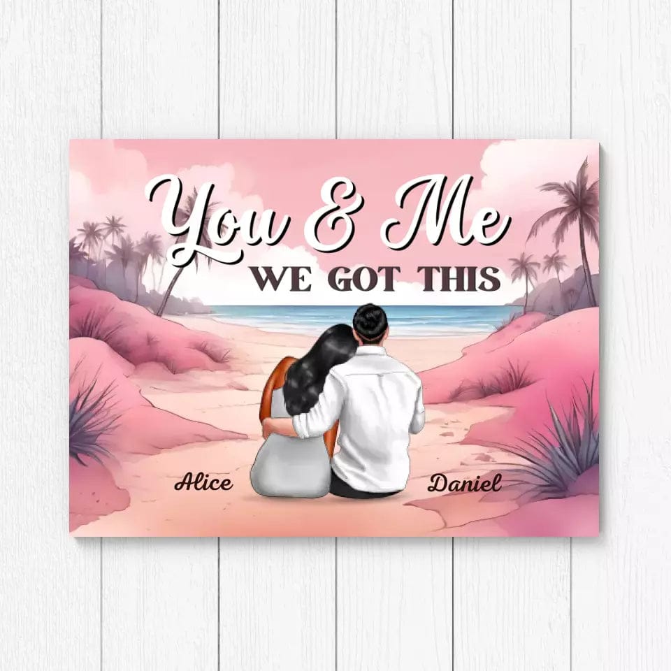 You & Me Pink Personalized Custom Couple Canvas Prints Special Gift For Couples