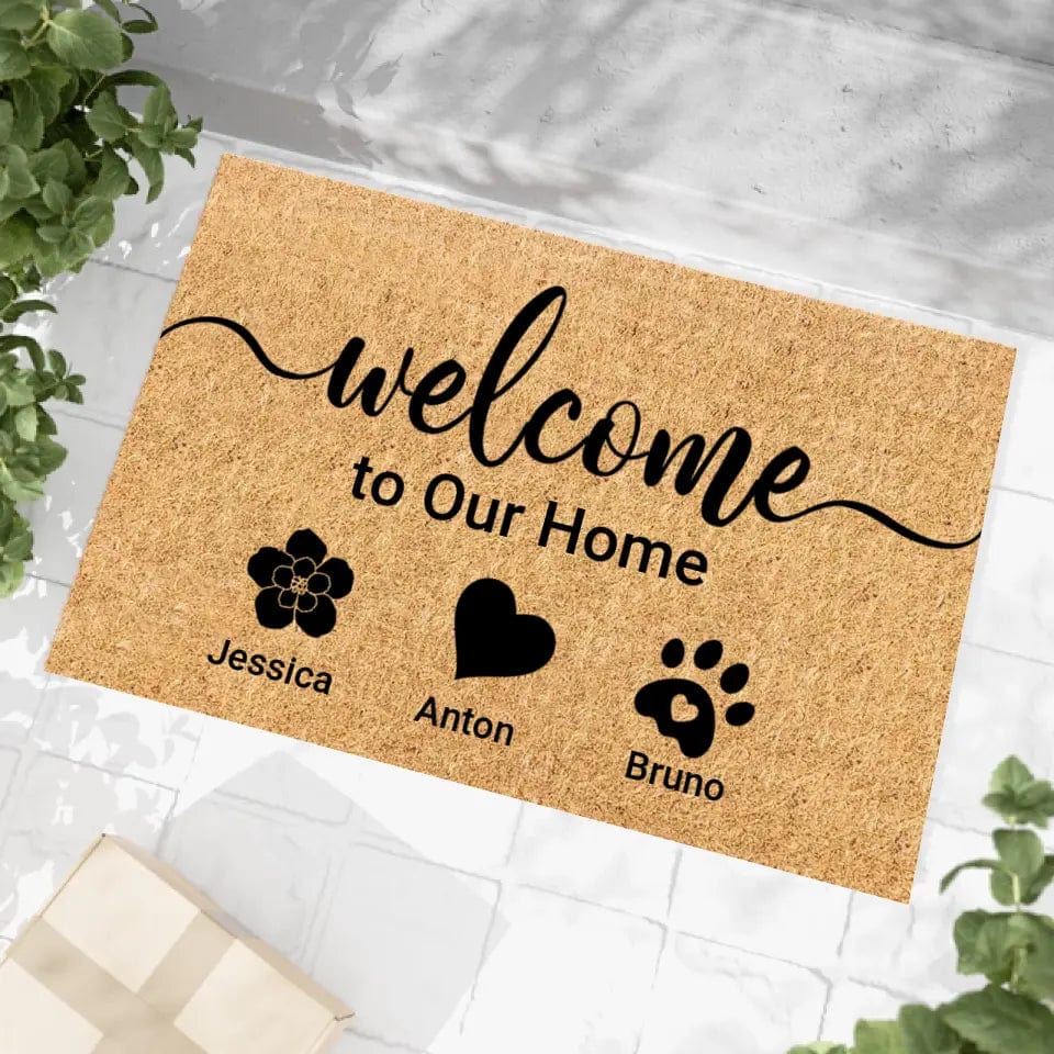 Personalized Dog and Cat Custom Family Doormat - Welcome to Our Home Doormat