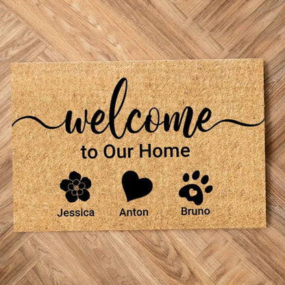 Personalized Dog and Cat Custom Family Doormat - Welcome to Our Home Doormat