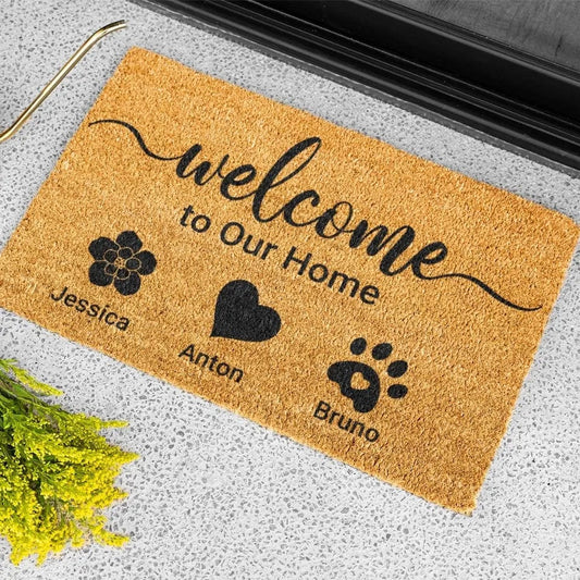 Personalized Dog and Cat Custom Family Doormat - Welcome to Our Home Doormat