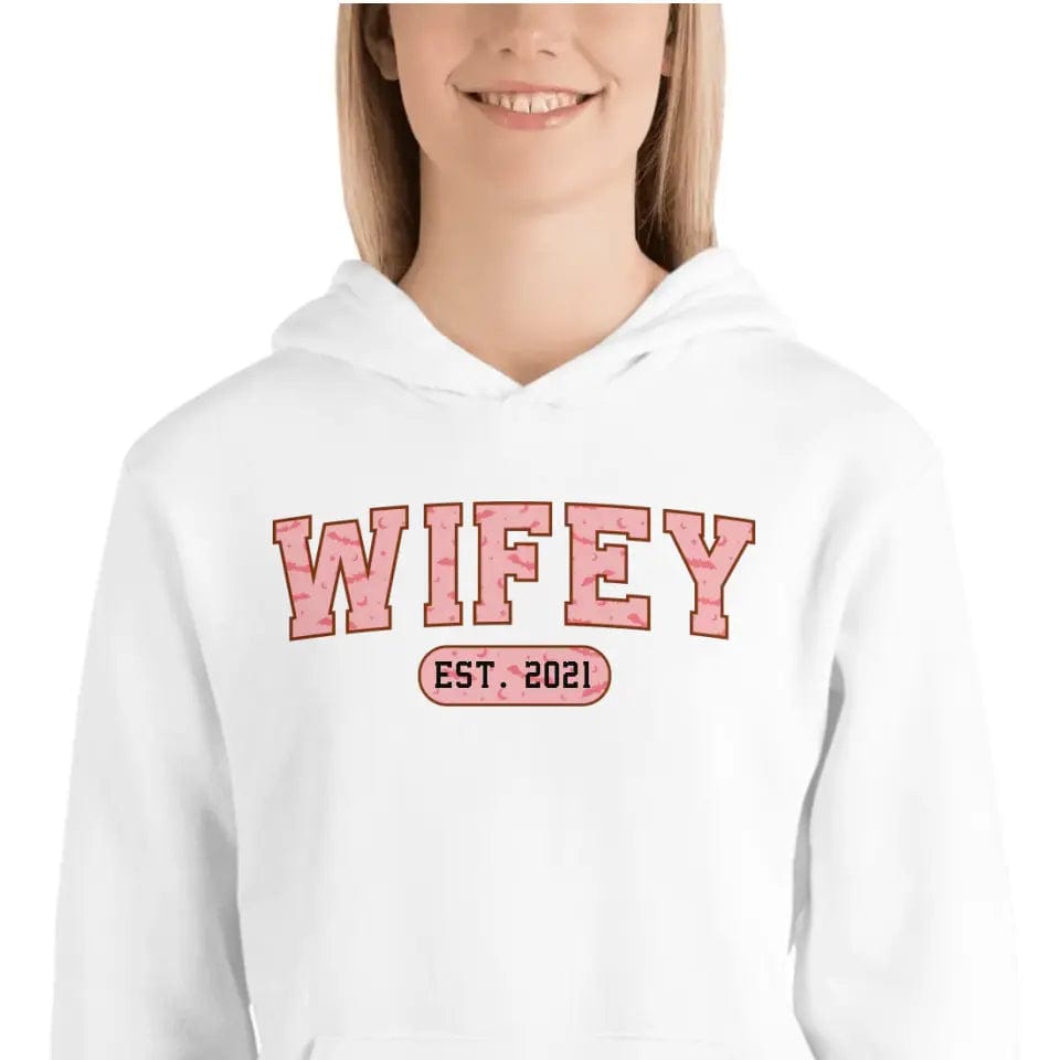 Retro Custom Halloween Wifey Hoodie Personalized Couple Matching Outfits