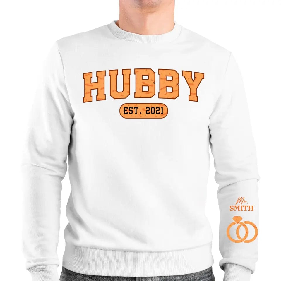 Personalized Retro Halloween Hubby Sweatshirt | Custom Couples Matching Sweater | Cozy Fall Keepsake for Him