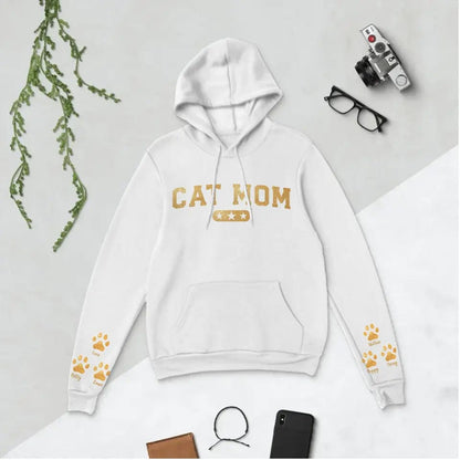 Cat Mom Personalized Custom Unisex Hoodie With Design On Sleeve Perfect Gift For Cat Owners