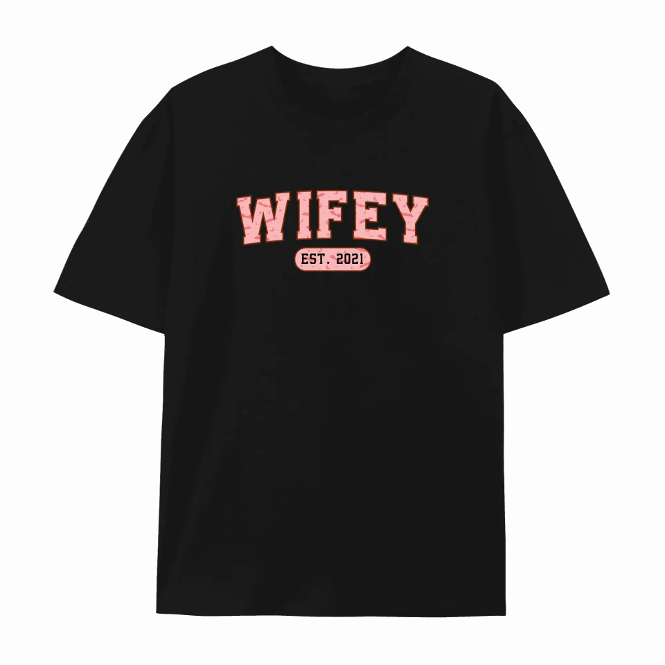 Retro Custom Halloween Wifey T-shirt Personalized Couple Matching Outfits