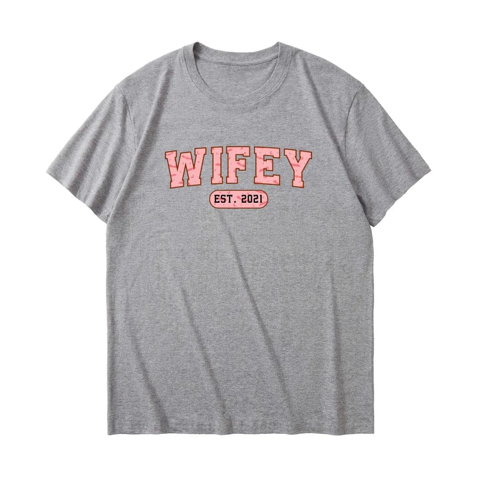 Retro Custom Halloween Wifey T-shirt Personalized Couple Matching Outfits