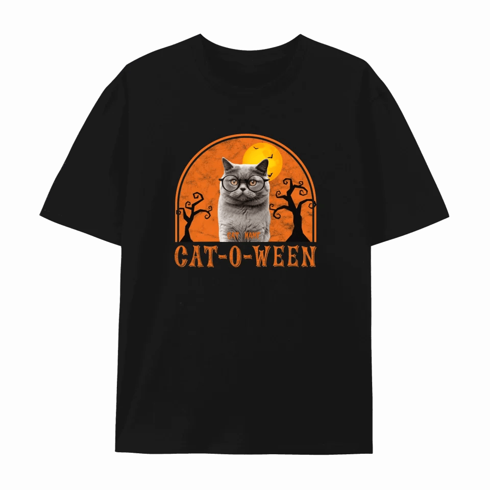 Custom Halloween Cat T-shirt | Sweatshirt | Hoodie - Cat-o-ween Personalized With Your Cats Images And Names