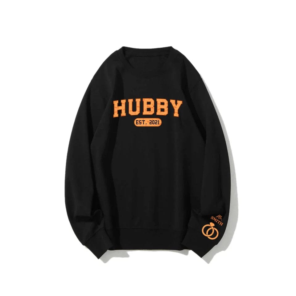 Personalized Retro Halloween Hubby Sweatshirt | Custom Couples Matching Sweater | Cozy Fall Keepsake for Him