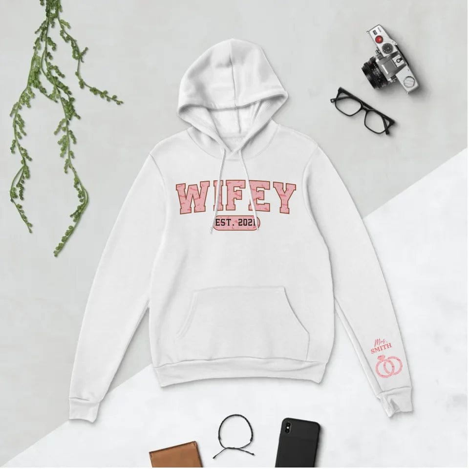 Retro Custom Halloween Wifey Hoodie Personalized Couple Matching Outfits