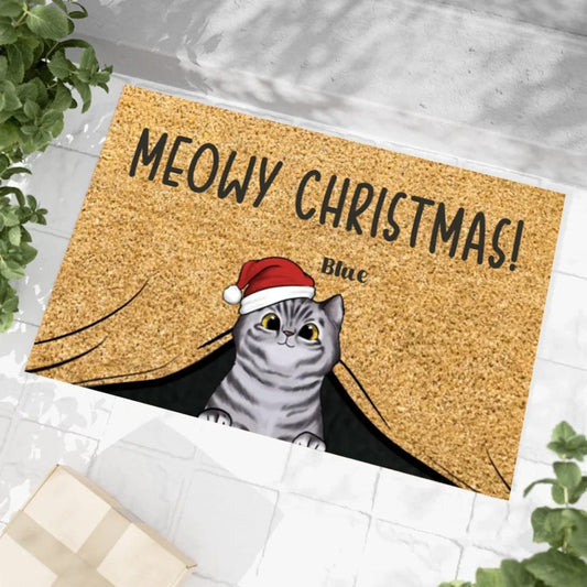 Personalized Custom Christmas Cat Pun Outdoor Mat Pets Xmas Doormat