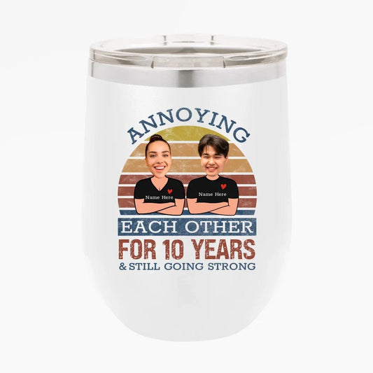 Retro Funny Annoying Each Other For Years And Still Going Strong Matching Anniversary Tumbler for Couple