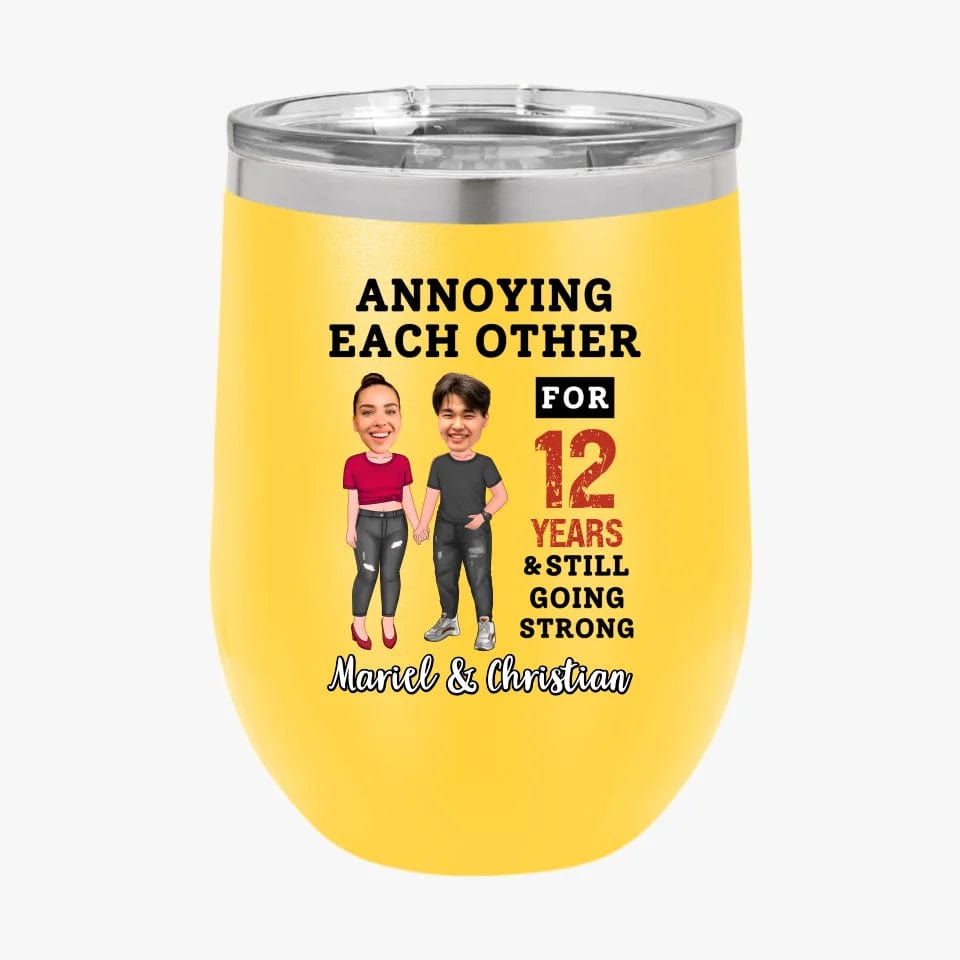 Funny Annoying Each Other For Years And Still Going Strong Custom Matching Anniversary Tumbler for Couple With Faces