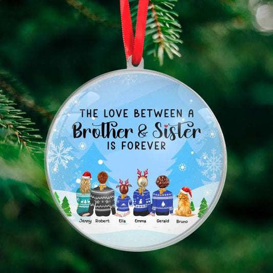 Custom Personalized Brother And Sister Acrylic Ornament For Christmas