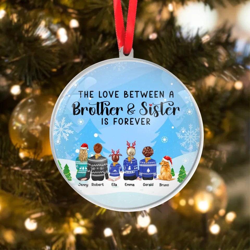 Custom Personalized Brother And Sister Acrylic Ornament For Christmas